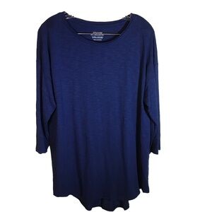 Chico’s ultimate tee tunic women L/2 cobalt blue 3/4 sleeve capsule wardrobe